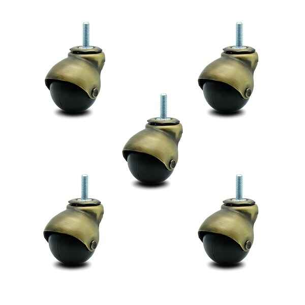 Service Caster 2 Inch Antique Brass Hooded 5/16 Inch Threaded Stem Ball Caster SCC, 5PK SCC-TS01S20-POS-WA-516-5 - main